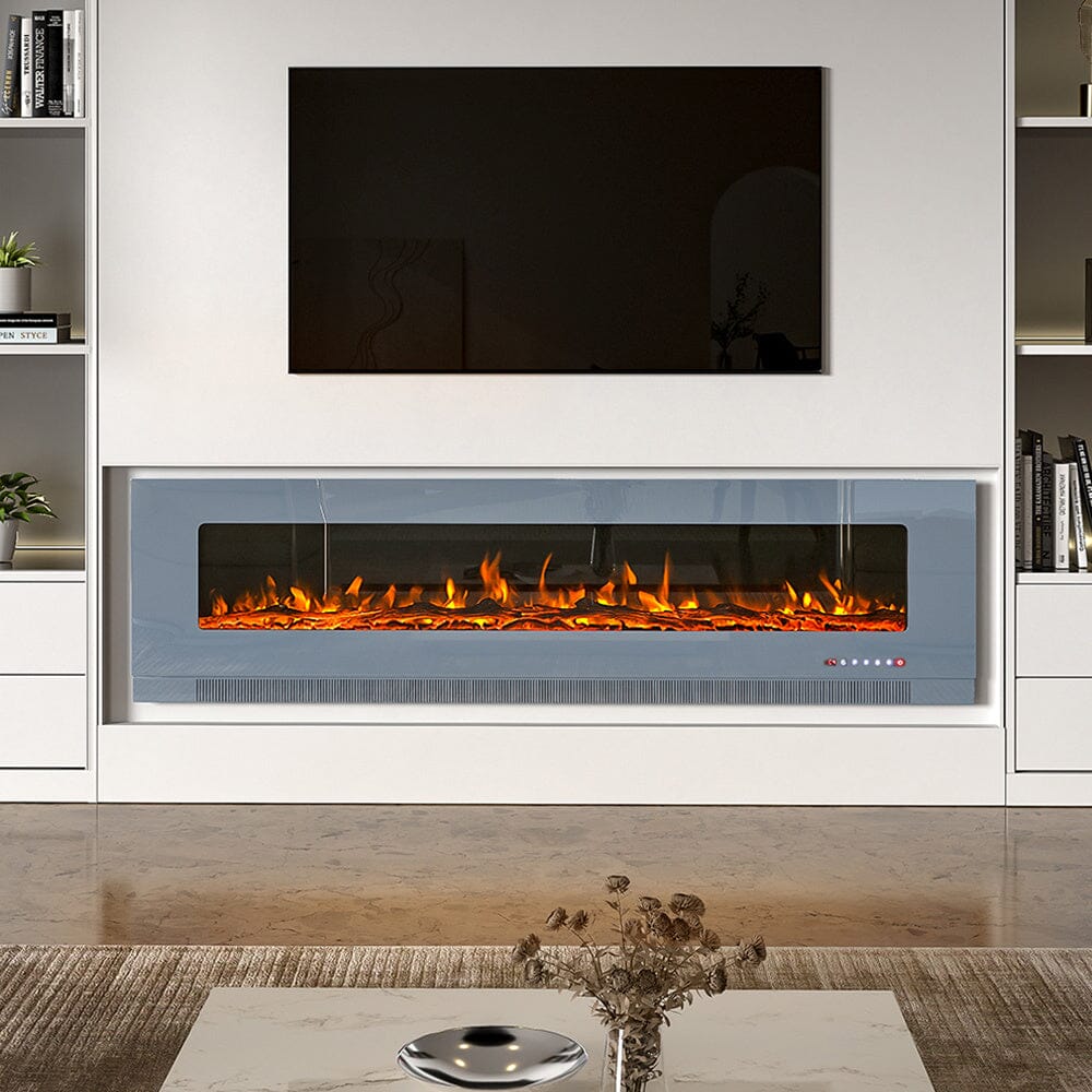 72 inch Wall Mounted Electric Fireplaces With Remote Control 9 Flame Colours Heater Wall Mounted Fireplaces Living and Home Grey